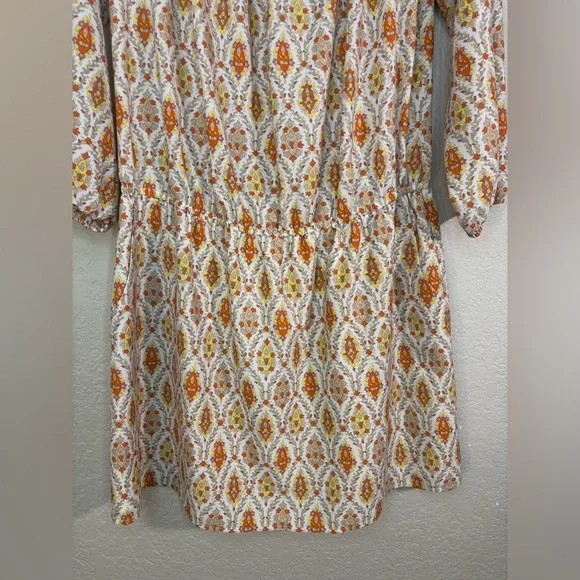 Sanctuary Elle Off Shoulder Boho Orange and Cream Print Dress Size L - Picture 7 of 12